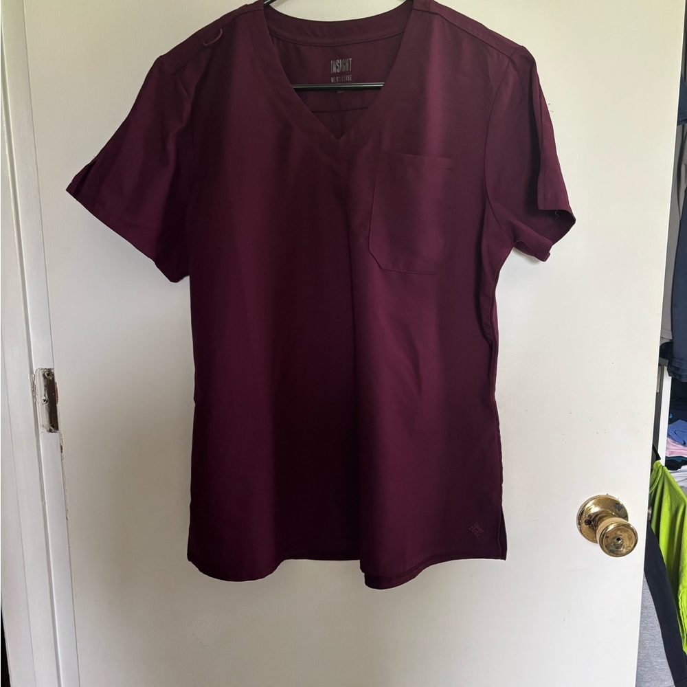 Med Couture Burgundy V-Neck Scrub Top